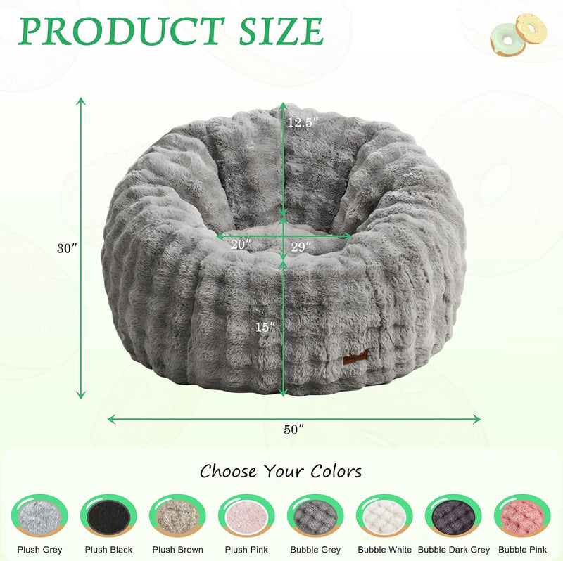 Large Beanbag Chairs for Adults Donut-Shaped Plush Sofa