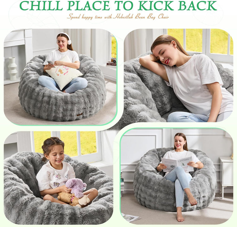 Large Beanbag Chairs for Adults Donut-Shaped Plush Sofa