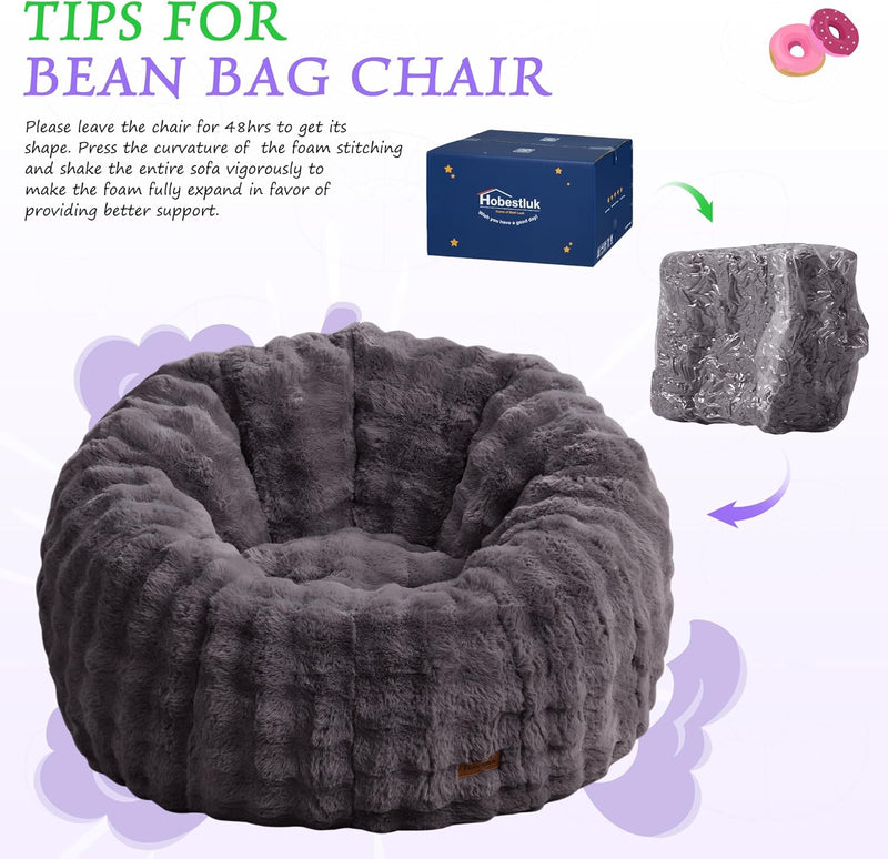 Large Beanbag Chairs for Adults Donut-Shaped Plush Sofa