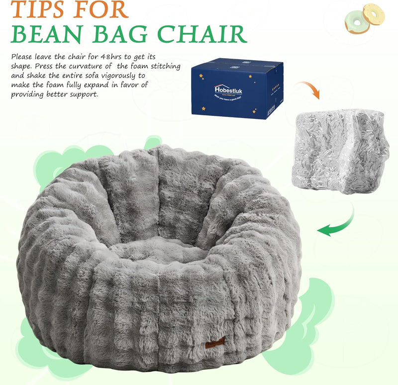 Large Beanbag Chairs for Adults Donut-Shaped Plush Sofa