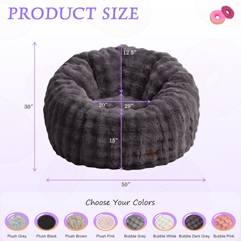 Large Beanbag Chairs for Adults Donut-Shaped Plush Sofa