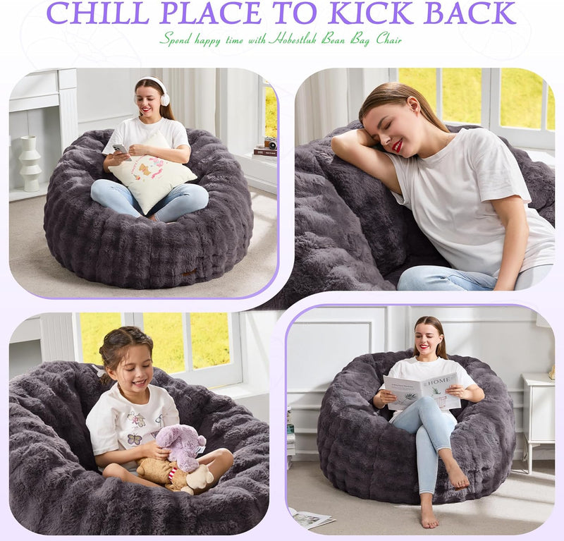 Large Beanbag Chairs for Adults Donut-Shaped Plush Sofa