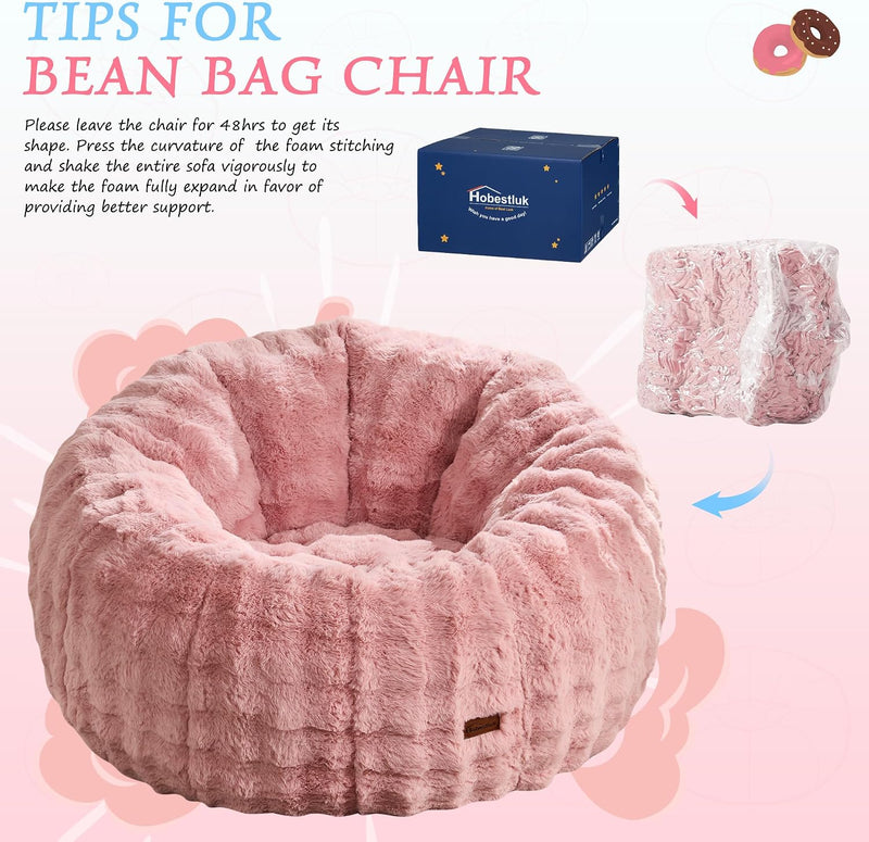 Large Beanbag Chairs for Adults Donut-Shaped Plush Sofa