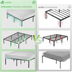 Large Bed Frame Sturdy Metal with Steel Slat