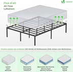 Large Bed Frame Sturdy Metal with Steel Slat