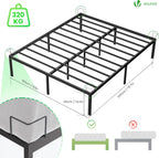 Large Bed Frame Sturdy Metal with Steel Slat