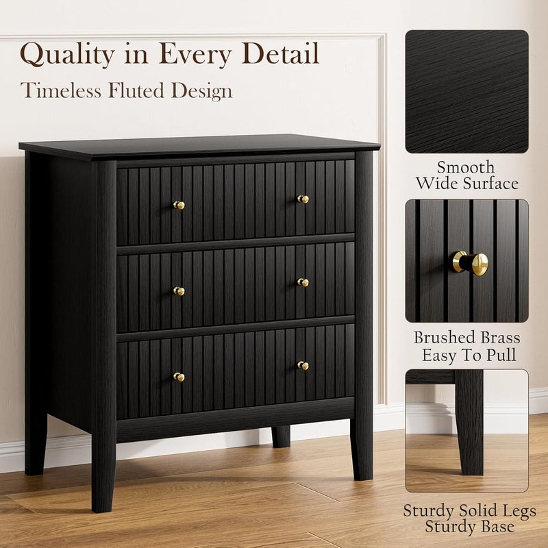 Large Bedside Table Bedroom 3 Drawer Chest