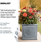 Large Plant Pots Square Planter Reinforced Stone (1 Pack)