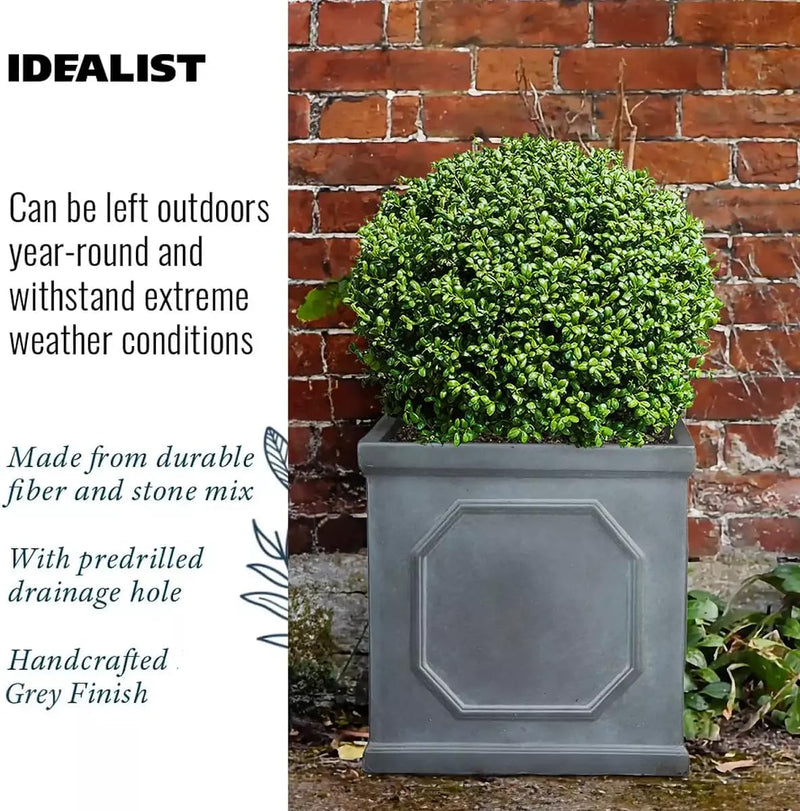 Large Plant Pots Square Planter Reinforced Stone (1 Pack)