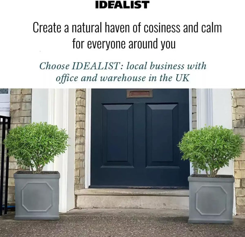 Large Plant Pots Square Planter Reinforced Stone (1 Pack)