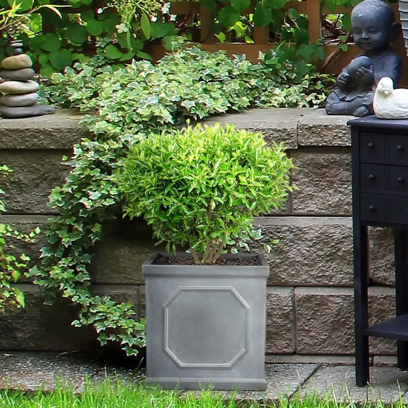 Large Plant Pots Square Planter Reinforced Stone (1 Pack)