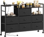 Large Chest of Drawers with Charging Station Fabric