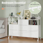 Large Chest of Drawers with Charging Station Fabric
