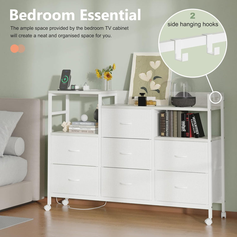 Large Chest of Drawers with Charging Station Fabric