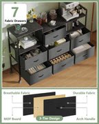 Large Chest of Drawers with Charging Station Fabric