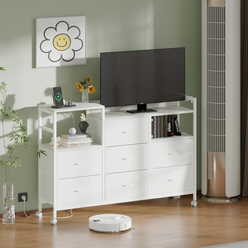 Large Chest of Drawers with Charging Station Fabric