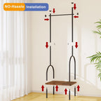 Large Coat Rack Stand Industrial with Hooks