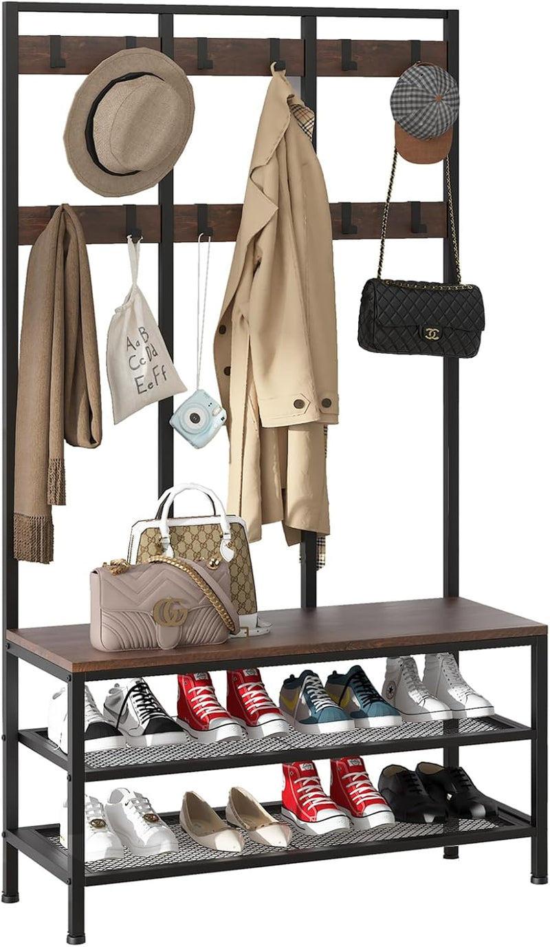 Large Coat Rack Stand Industrial with Hooks