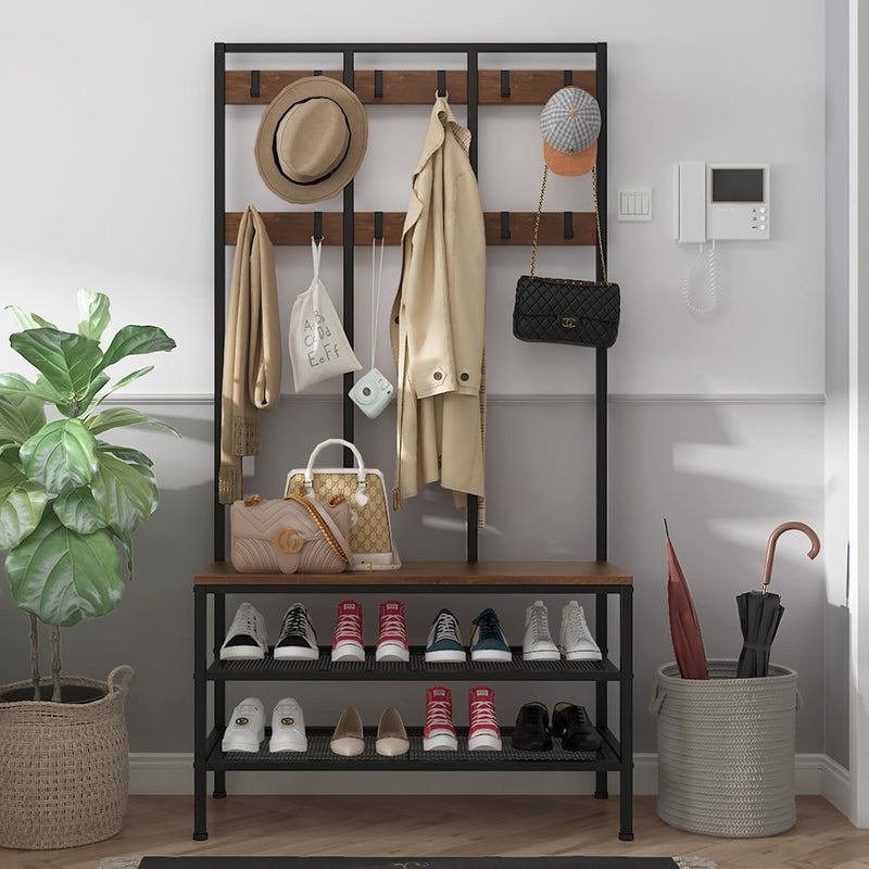 Large Coat Rack Stand Industrial with Hooks