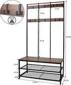 Large Coat Rack Stand Industrial with Hooks