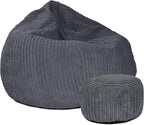 Large Corduroy Bean Bag Chair Adult with Filling