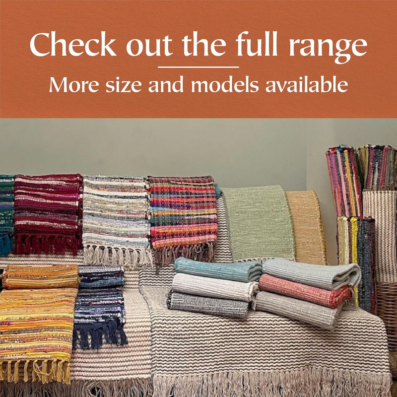 Large Cotton Rug Textured Blanket Style Indian Mat