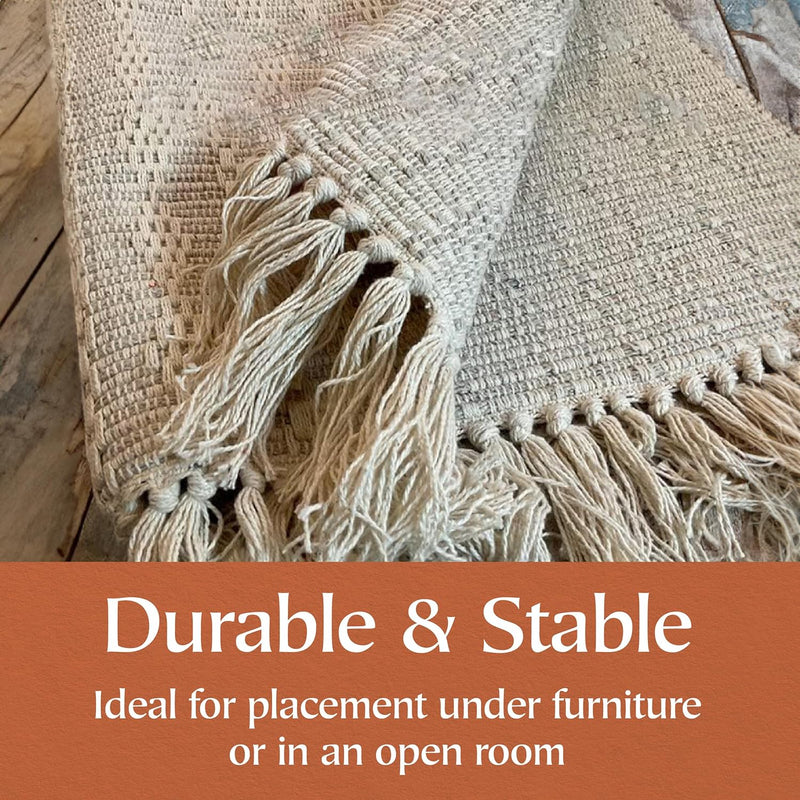 Large Cotton Rug Textured Blanket Style Indian Mat