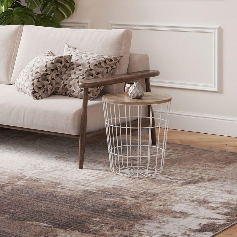 Large Distressed Warm Neutral Greige Living Room Area Rug