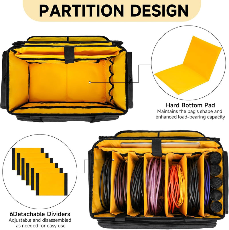 Large Dj Equipment Gig Bag Cable File Organiser