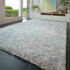 Large Duck Egg Thick Shaggy Rug Duckegg Blush