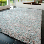 Large Duck Egg Thick Shaggy Rug Duckegg Blush