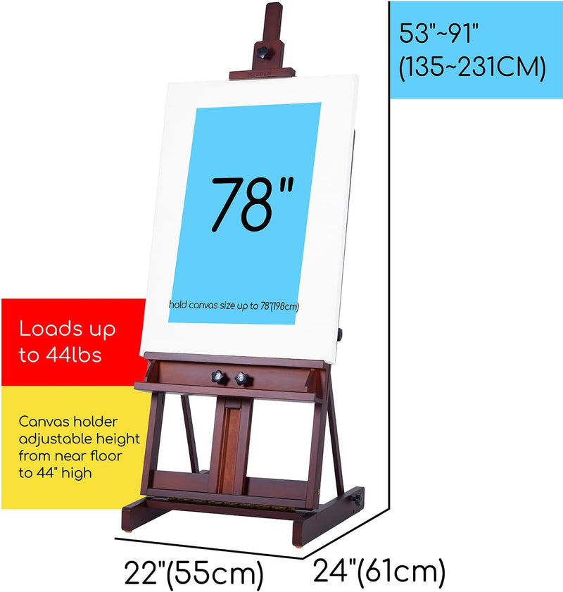 Heavy Duty H‑frame Easel: Solid Beech Wood Artist