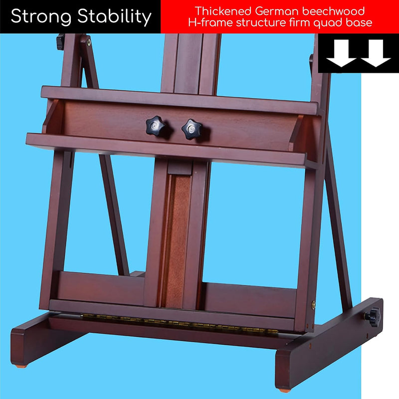 Heavy Duty H‑frame Easel: Solid Beech Wood Artist