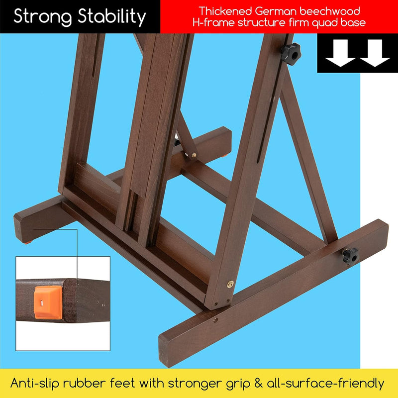 Heavy Duty H‑frame Easel: Solid Beech Wood Artist