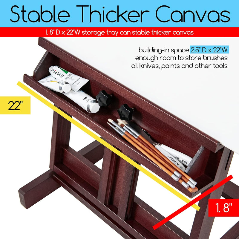 Heavy Duty H‑frame Easel: Solid Beech Wood Artist