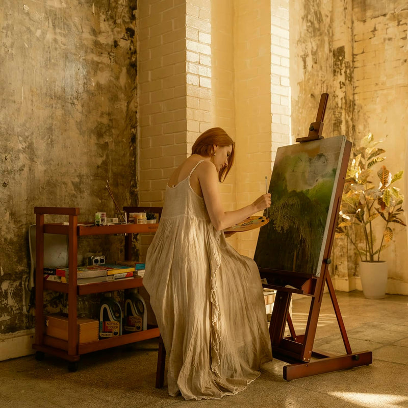 Heavy Duty H‑frame Easel: Solid Beech Wood Artist