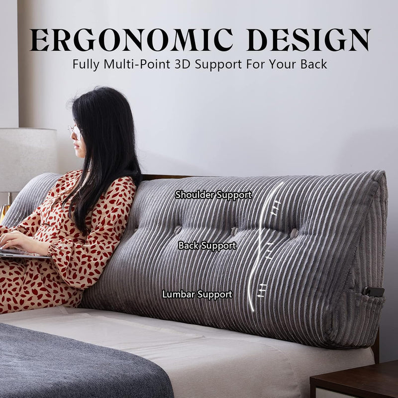 Large Headboard Pillow Wedge Bed Rest Reading Bolster
