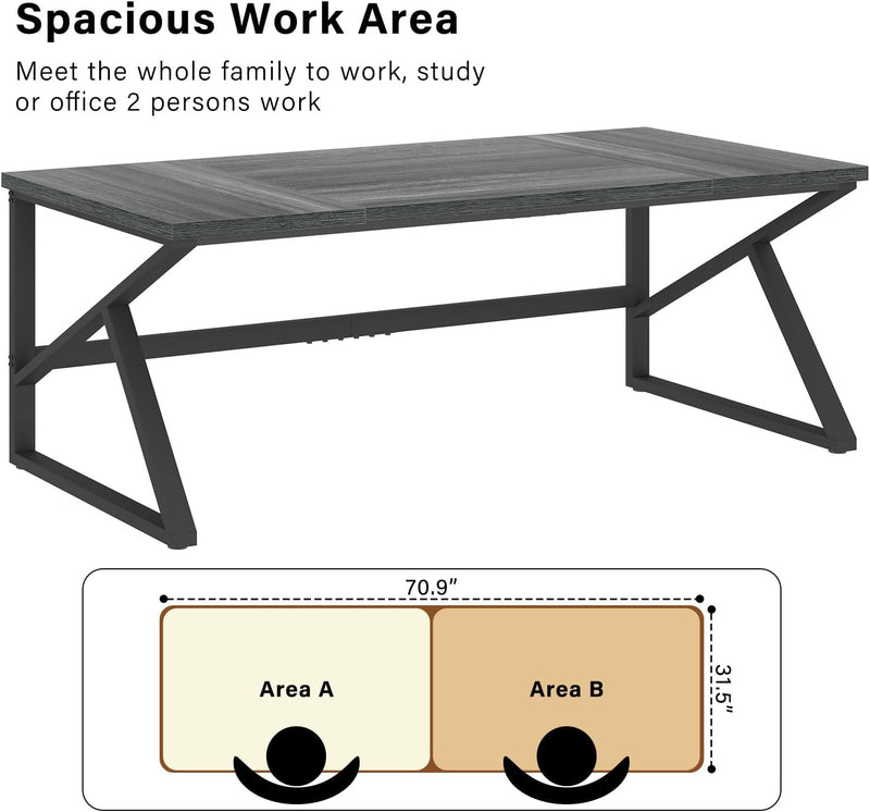 Large Home Office Desk Modern Wood Metal Computer