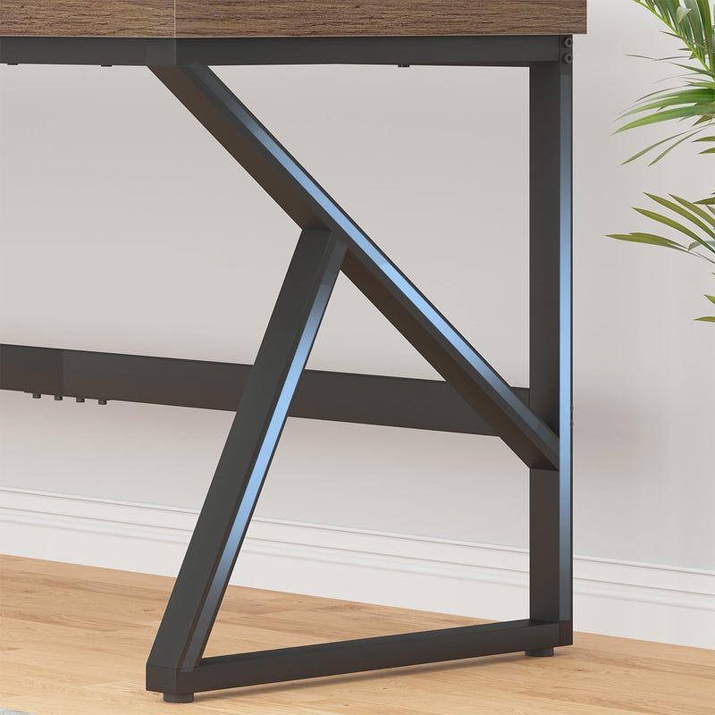 Large Home Office Desk Modern Wood Metal Computer