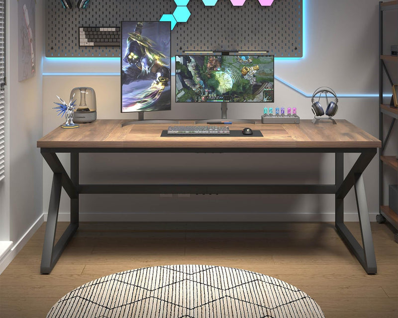 Large Home Office Desk Modern Wood Metal Computer