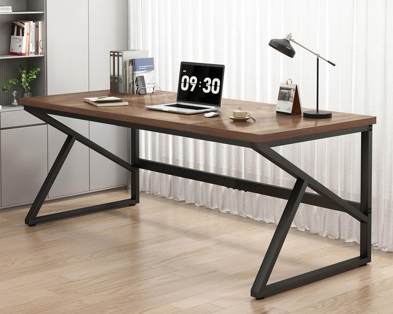 Large Home Office Desk Modern Wood Metal Computer