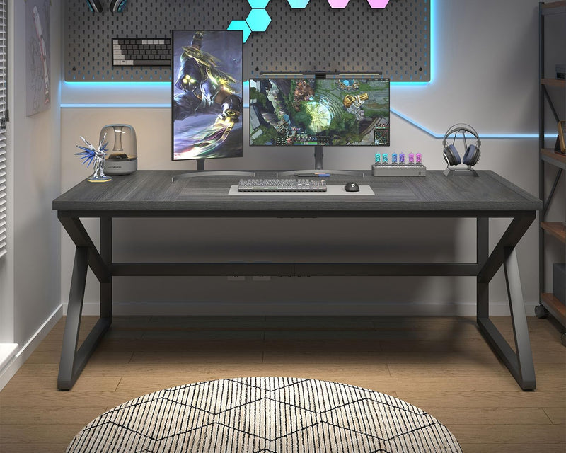 Large Home Office Desk Modern Wood Metal Computer