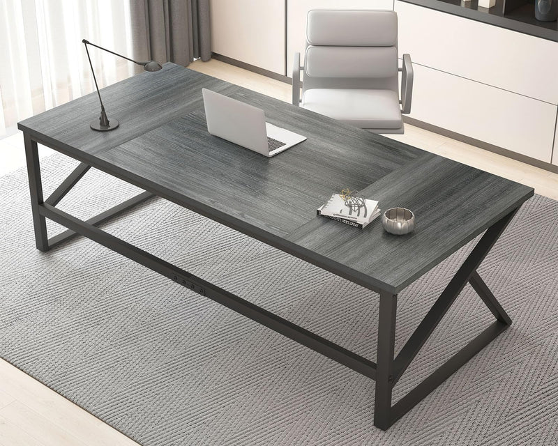 Large Home Office Desk Modern Wood Metal Computer