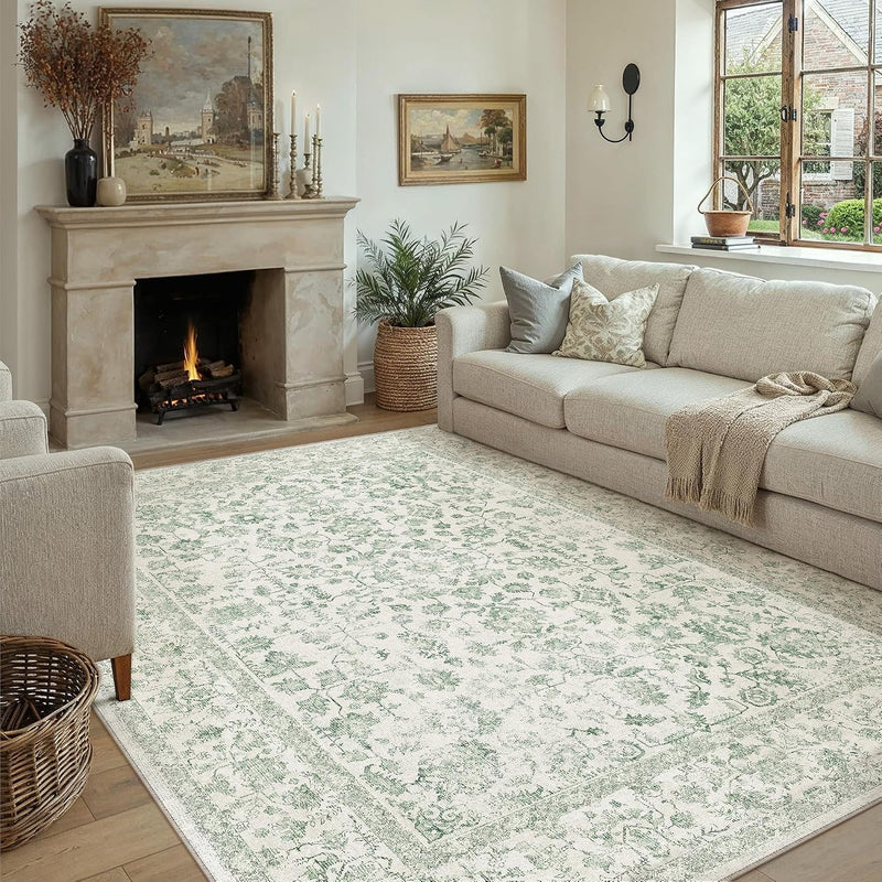 Large Living Room Area Rug Vintage Washable