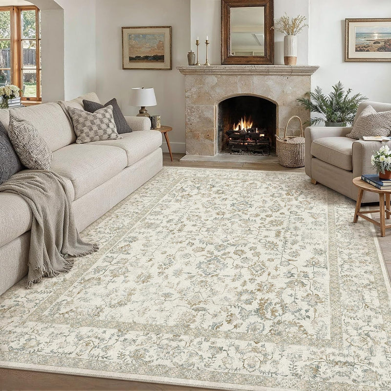 Large Living Room Area Rug Vintage Washable