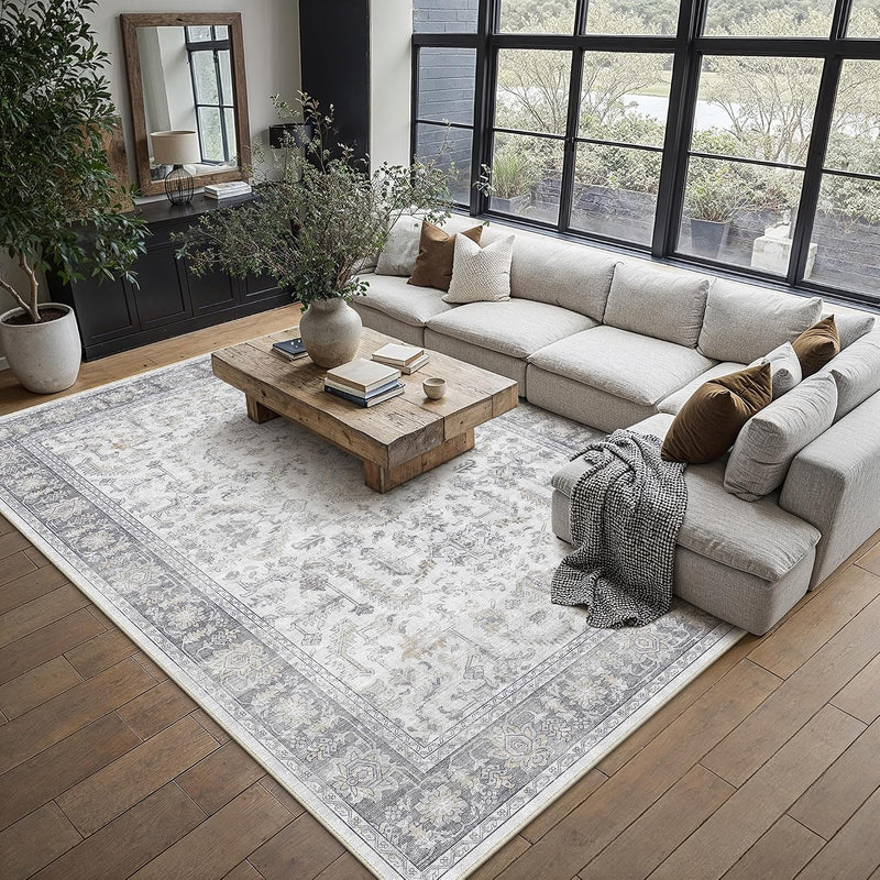 Large Living Room Area Rug Vintage Washable