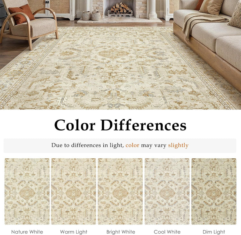 Large Living Room Area Rug Vintage Washable