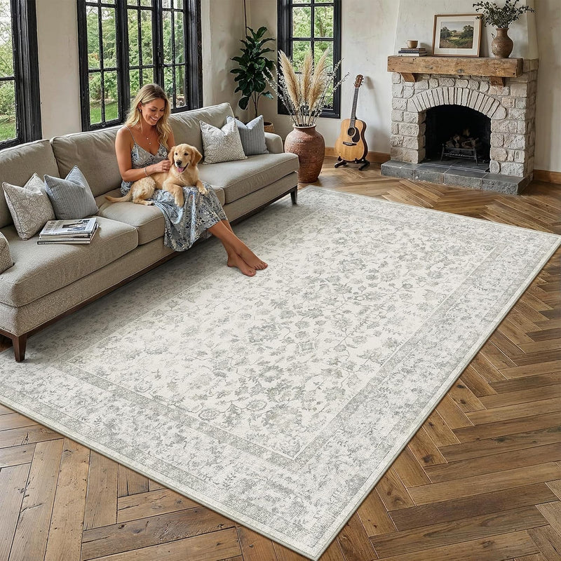 Large Living Room Area Rug Vintage Washable