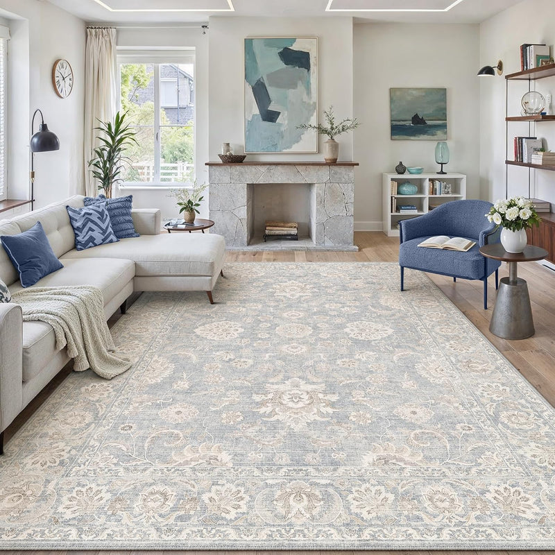 Large Living Room Area Rug Vintage Washable
