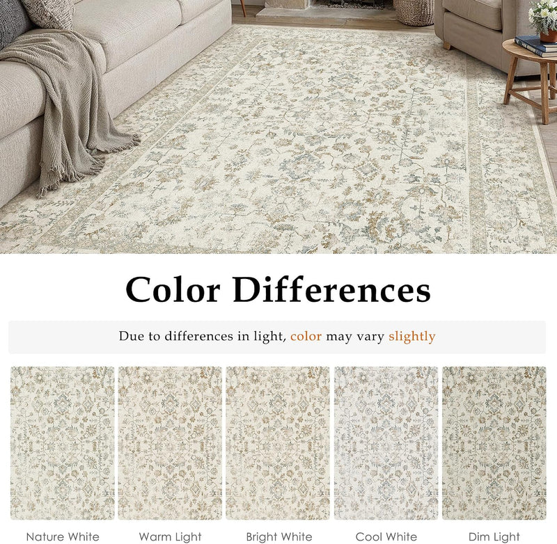 Large Living Room Area Rug Vintage Washable